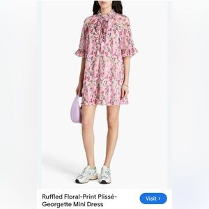 Ganni Ruffle Georgette Mini Dress Size 40 (10)